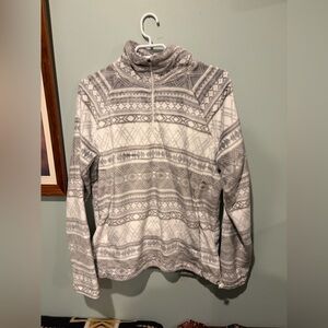 Cozy Grey Patterned Half-Zip Fleece Sweater